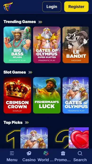 Beschikbare spellen in de app